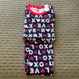 PJ Kids Love Print Pajama Set - Navy and Red